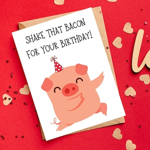 Cartão de aniversário de porco engraçado, cartão de aniversário para amantes de porcos e animais, cartão de porco dançante para marido, esposa, filhos, melhores amigos e pais