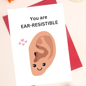 Lustige Ohr druckbare Valentinstagskarte, digitale Download-Karte für medizinischen Personal, einzigartige schrullige Karte für HNO-Arzt, HNO, 5x7 PDF