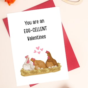 Lustige Huhn druckbare Valentinstagskarte, digitale Download Karte für Hühnerliebhaber, einzigartige schrullige Karte für Mann, Frau, Kinder, 5x7 PDF