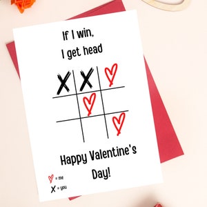 Naughty Printable Tic Tac Toe Valentine&#39;s Day Card, Funny Digital Download Card for Lovers, Unique Quirky Card for Husband, Wife, 5x7 PDF