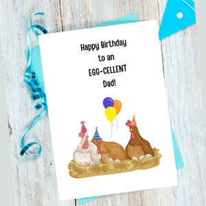 Carte d'anniversaire imprimable de poulet drôle pour papa, carte de téléchargement numérique pour les amateurs de poulet, carte originale unique pour papa, papa, père, PDF 5x7