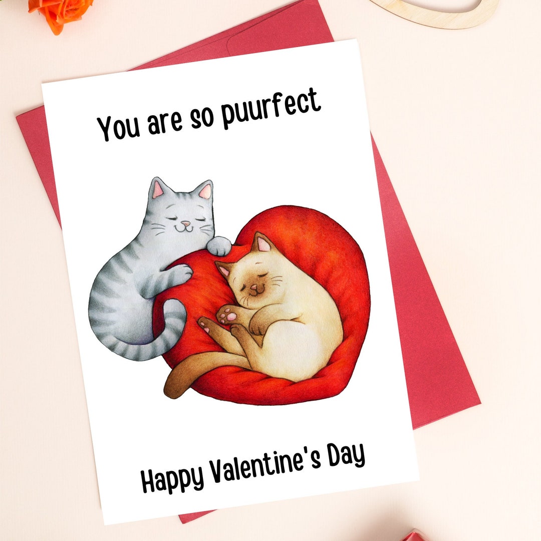 Funny Cat Printable Valentine's Day Card, Digital Download Card for Cat ...