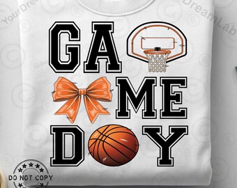 Game Day Basketball PNG, Basket Ball Png, Game day Shirt design, Coquette Basketball Png, Retro Basketball Sublimation, basketball Coquette