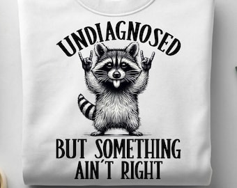 Undiagnosed But Something Ain't Right Raccoon PNG, fanny shirt png, fanny animal png, Quirky Quote PNG, Quirky T-Shirt Design