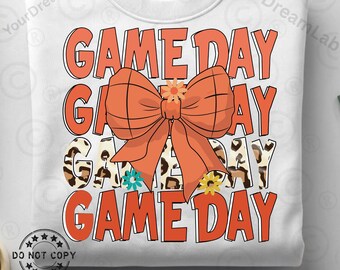 Game Day Basketball PNG, Game day Shirt design, faux yarn basketball Png, Crochet basketball png, basketball Coquette Bow png