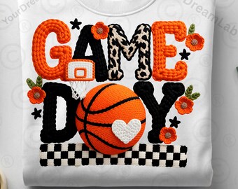 Game Day Basketball PNG, Game day Shirt design, faux yarn basketball Png, Crochet basketball png, basketball mom png, basketball season png
