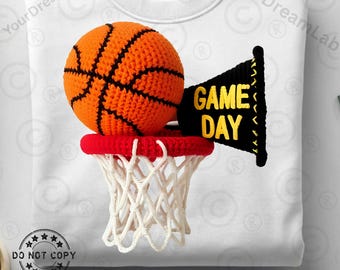 Game Day Basketball PNG, Crochet basketball png, faux yarn basketball Png, Game day Shirt design, basketball season png, basketball mom png