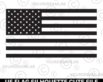 American Flag Silhouette, black flag svg, Happy Independence Day, Patriotic Flag, USA Flag Black and White SVG Cut Files