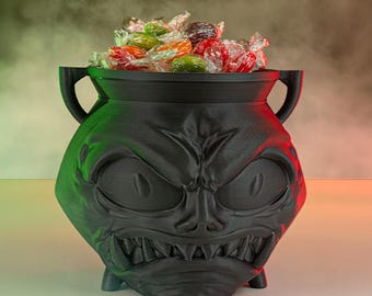 Halloween Angry Cauldron Candy Bowl | 3D Printed Spooky Treat Holder