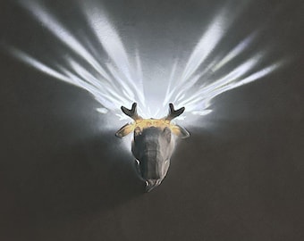 Elk Night Light, Elk Lamp, Includes Lighting, 3D Printed, Elk Wall Light, LED Night Light, Gift for Him and Her