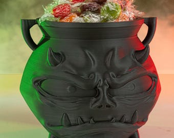 Halloween Angry Cauldron Candy Bowl | 3D Printed Spooky Treat Holder