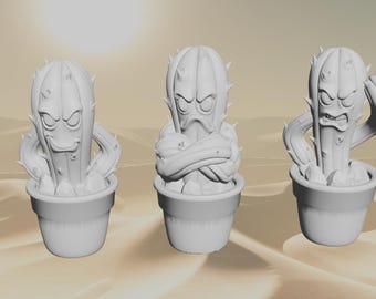 3D-Printed Cactus Figure, Customizable and Paintable, Gift for Him and Her