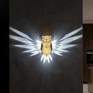 Owl Wall Night Light | 3D Printed LED Lamp | Ready to Hang | Custom Color | Fantasy Room Decor | Gift for Owl Lovers