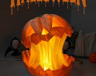 Pumpkin Night Light (3D‑Printed) – LED Table Lamp for Halloween – Warm White, 16×14 cm (6.3×5.5 in) – Light or No‑Light Option
