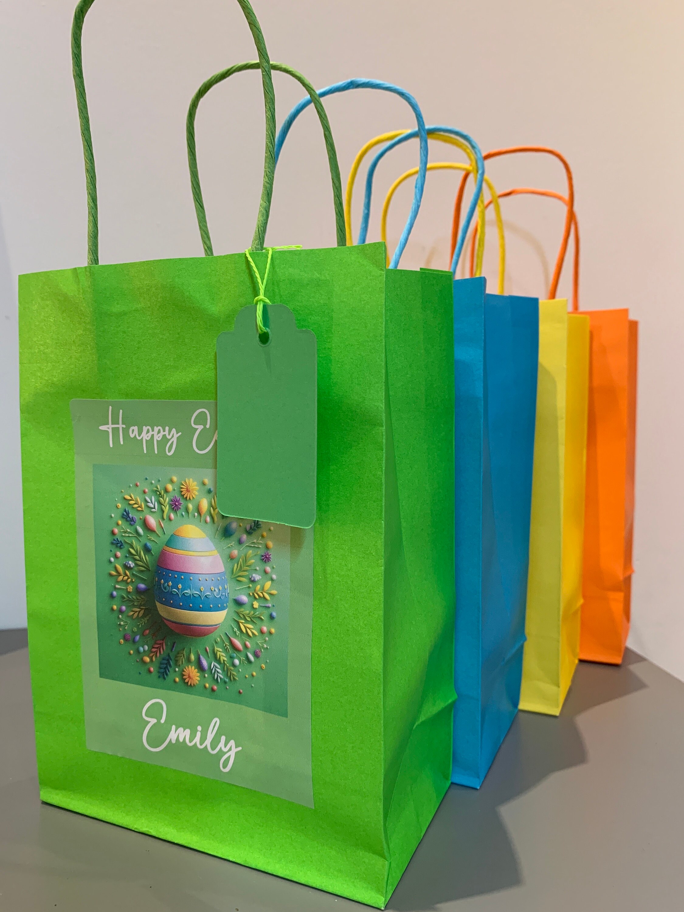 Bobobag Large Easter Gift Bag Set - 13" With Tissue Paper & Card | Easter Egg Hunt Party Supplies