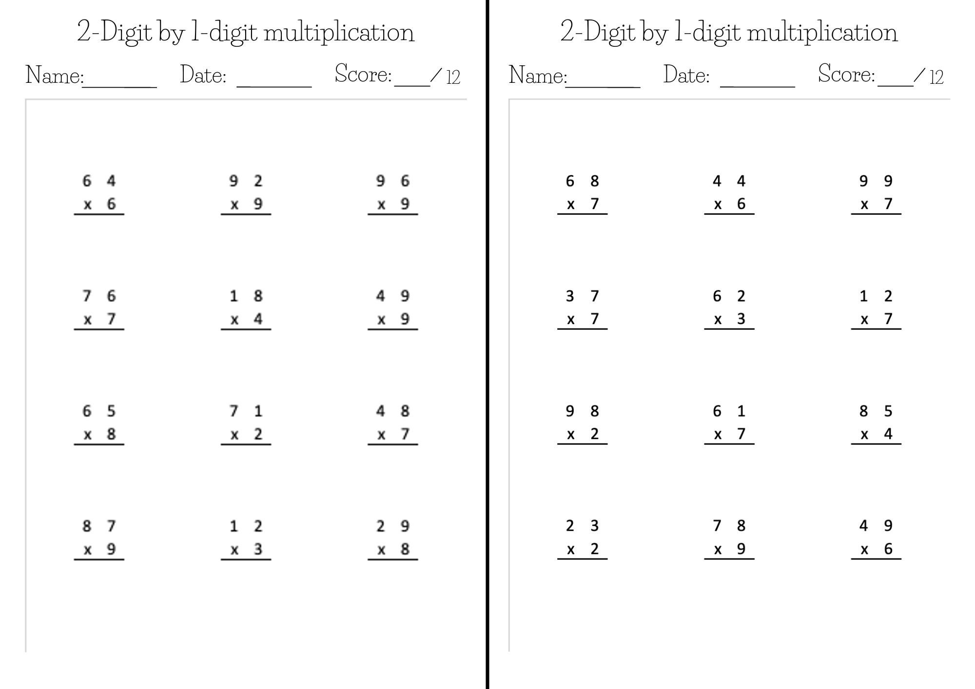 Kumon-like Math Worksheets Exercise Pages in PDF 2-digit by - Etsy