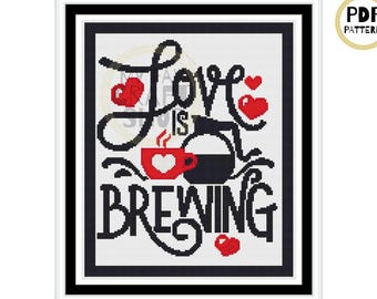 Coffee Love Cross Stitch Pattern: Modern Home Decor (PDF Pattern)