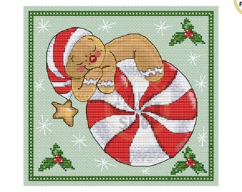 Gingerbread Christmas Cross Stitch Pattern: Modern Xmas Decor (PDF Download)