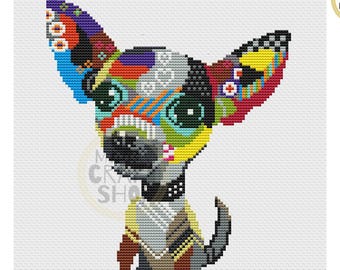 Chihuahua Cross Stitch Pattern: Modern Embroidery DIY (PDF Download)