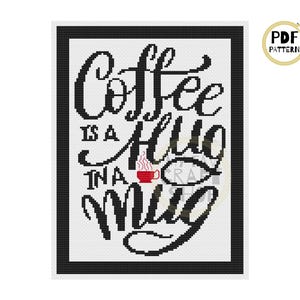 Coffee Cross Stitch PDF. Instant Download. Counted Cross Stitch Chart. Modern Cross Stitch. Home Decor. Easy DIY Embroidery. Gifts For Mom.