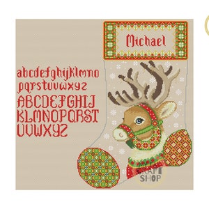 Christmas Deer Cross Stitch Pattern: Modern Holiday Embroidery (PDF Pattern)
