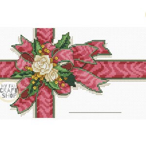 Christmas Bow Cross Stitch Pattern: Modern Embroidery (PDF Download)