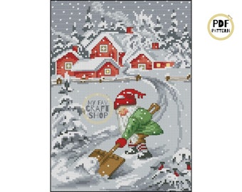 Christmas Evening Cross Stitch Pattern: Winter Village (PDF Download)