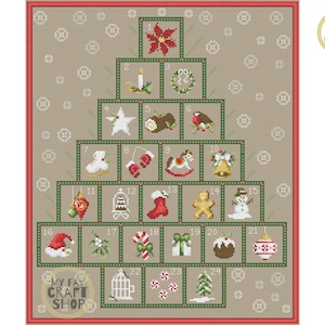 Christmas Advent Cross Stitch PDF. Instant Download. Counted Cross Stitch Chart. Modern Cross Stitch. Christmas Embroidery. Needlepoint.