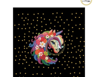 Modèle de point de croix licorne, broderie moderne (téléchargement PDF)