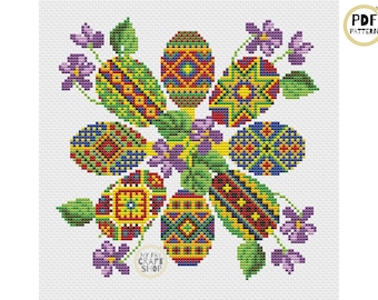 Ukrainian Easter Eggs Cross Stitch PDF. Instant Download. Vintage Counted Cross Stitch Pattern. Spring Season Needlepoint. Embroidery Chart.