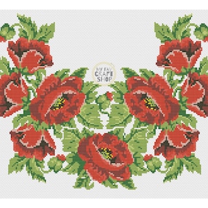 Vintage Roses Cross Stitch Pattern: Floral Embroidery (PDF Download)