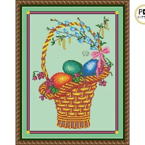 Easter Basket Cross Stitch PDF. Instant Download. Counted Cross Stitch Chart. Modern Cross Stitch. Easter Designs. Embroidery Needlepoint.
