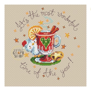Christmas Drink Cross Stitch PDF. Instant Download. Counted Cross Stitch Chart. Modern Cross Stitch. Christmas Embroidery. Needlepoint.