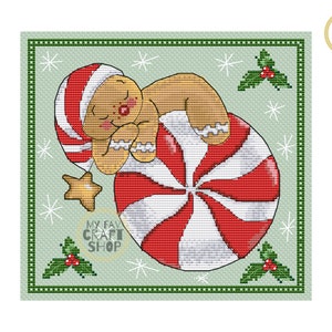 Christmas Gingerbread Candy Cross Stitch Pattern (PDF Download)