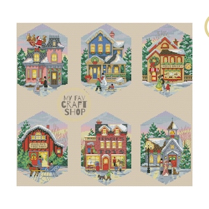 Christmas Village Cross Stitch PDF. Instant Download. Counted Cross Stitch Chart. Modern Cross Stitch. Christmas Embroidery. Needlepoint.