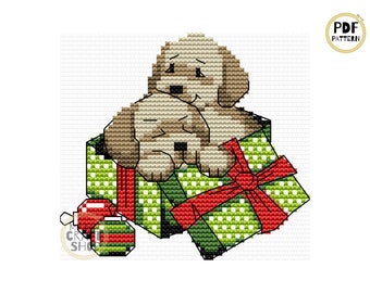 Christmas Puppies Cross Stitch Pattern: Holiday Embroidery (PDF Pattern)