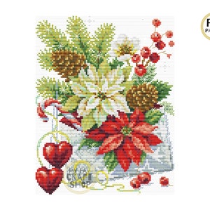 Christmas Garland Cross Stitch PDF. Instant Download. Counted Cross Stitch Chart. Modern Cross Stitch. Christmas Embroidery. Needlepoint.