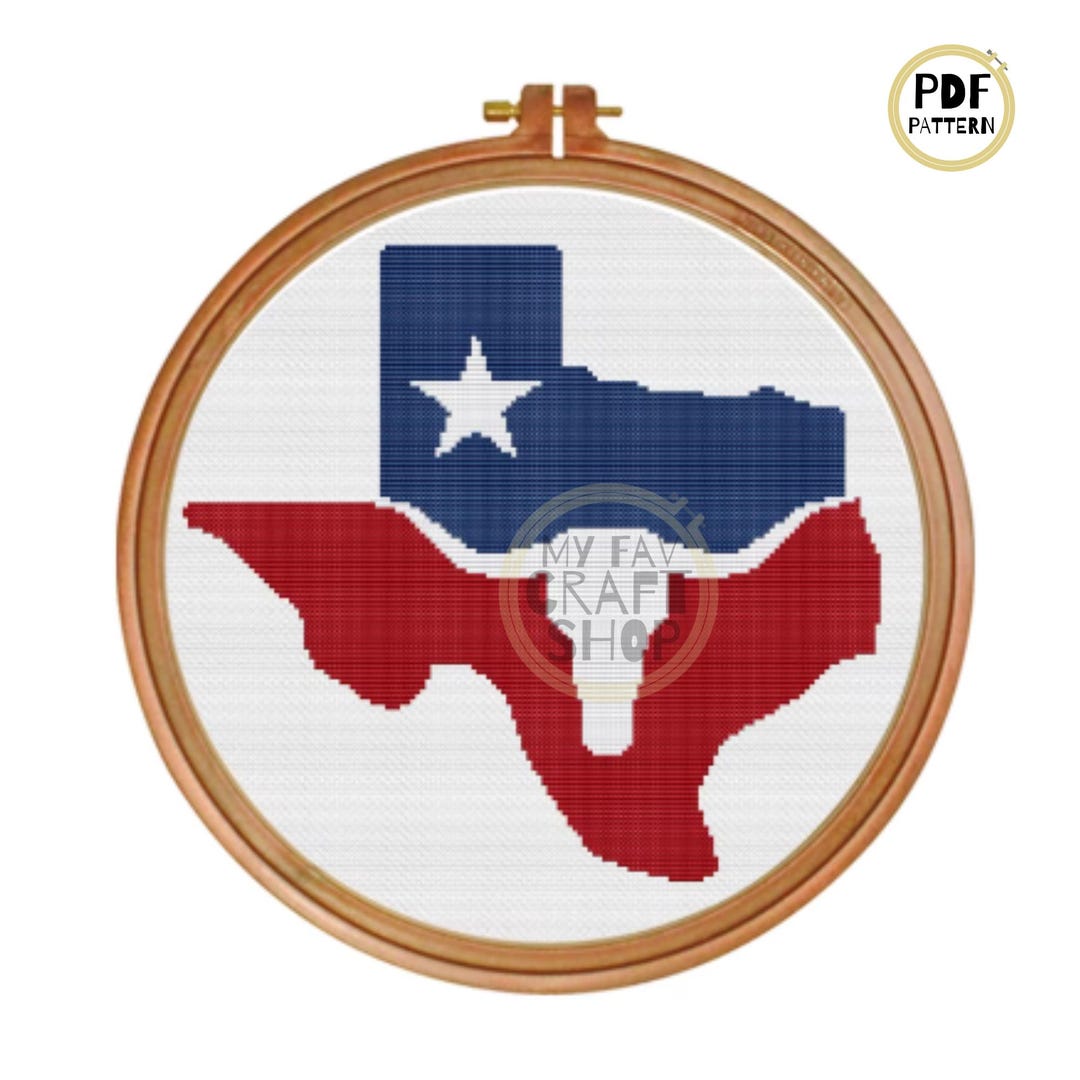 Texas Flag Cross Stitch Pattern: Modern Americana Needlepoint (PDF ...