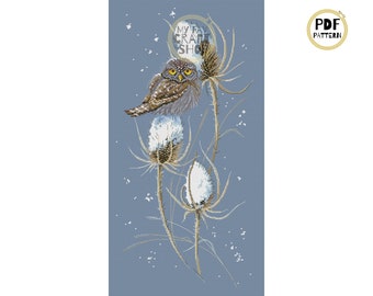 Patrón de punto de cruz de Búho Pequeño: Bordado de Pájaro Moderno (Patrón PDF)