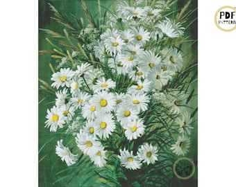 Daisies Cross Stitch Pattern: Modern Flower Embroidery (PDF Pattern)