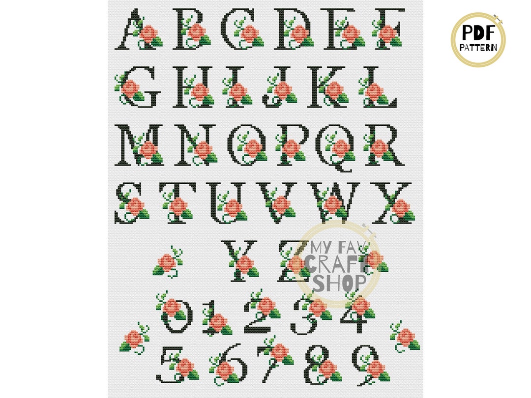 ABC Roses Cross Stitch Pattern: Modern Alphabet Decor (PDF Download) - Etsy