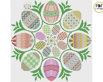 Easter Eggs Pastel Cross Stitch PDF. Instant Download. Counted Cross Stitch Chart. Modern Cross Stitch. Easter Embroidery Spring Needlepoint