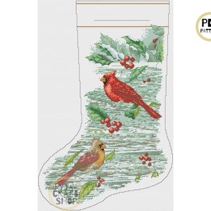 Christmas Stocking: Cardinal Cross Stitch Pattern (PDF Download)