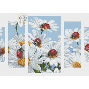 Ladybug Insect Cross Stitch PDF. Instant Download. Counted Cross Stitch Chart. Flower Cross Stitch. Modern Embroidery Pattern.