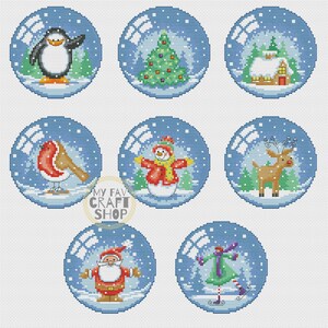 Christmas Globes Cross Stitch Pattern: Modern Embroidery (PDF Download)