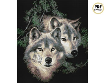 Wolves Cross Stitch Pattern: Modern Animal Embroidery (PDF Download)