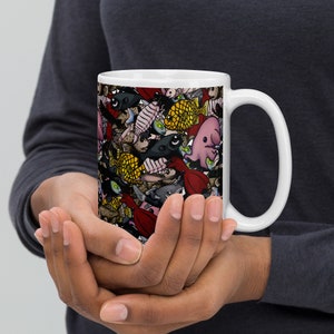 Deep sea mug, White glossy mug, coffee cup, blob fish, anglerfish