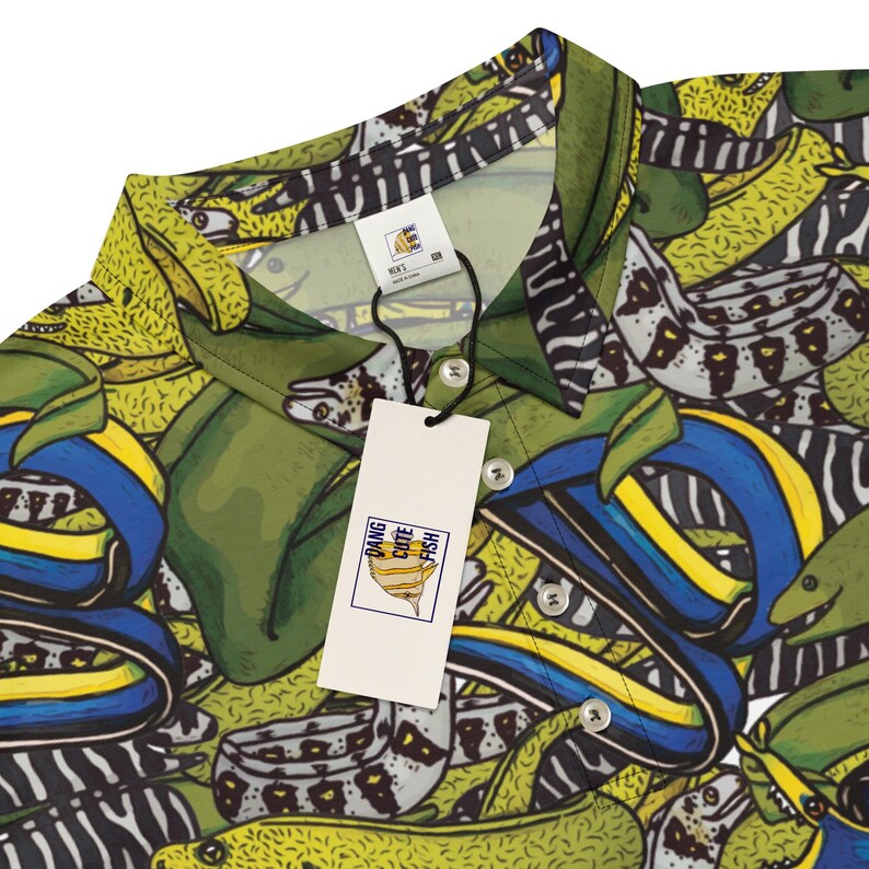 Slim Fit Eel Polo, Men’s slim fit polo, Moray eel, ribbon Eel, Aquarist Gift, Aquarium, Marine Biology