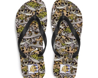 Freshwater pufferfish flip flop, Flip-Flops, freshwater puffer gift, takifugu, South American puffer, green spotted puffer