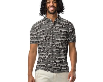 Polo ajustado con tiburón de arrecife de puntas negras, polo ajustado para hombre, elasmobranquio, regalo, camisa, biología marina, biólogo de tiburones, acuarista, acuario